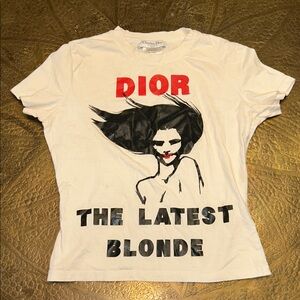 Authentic Vintage 2003 Christian Dior Artistic Tee in White, Black, and Red